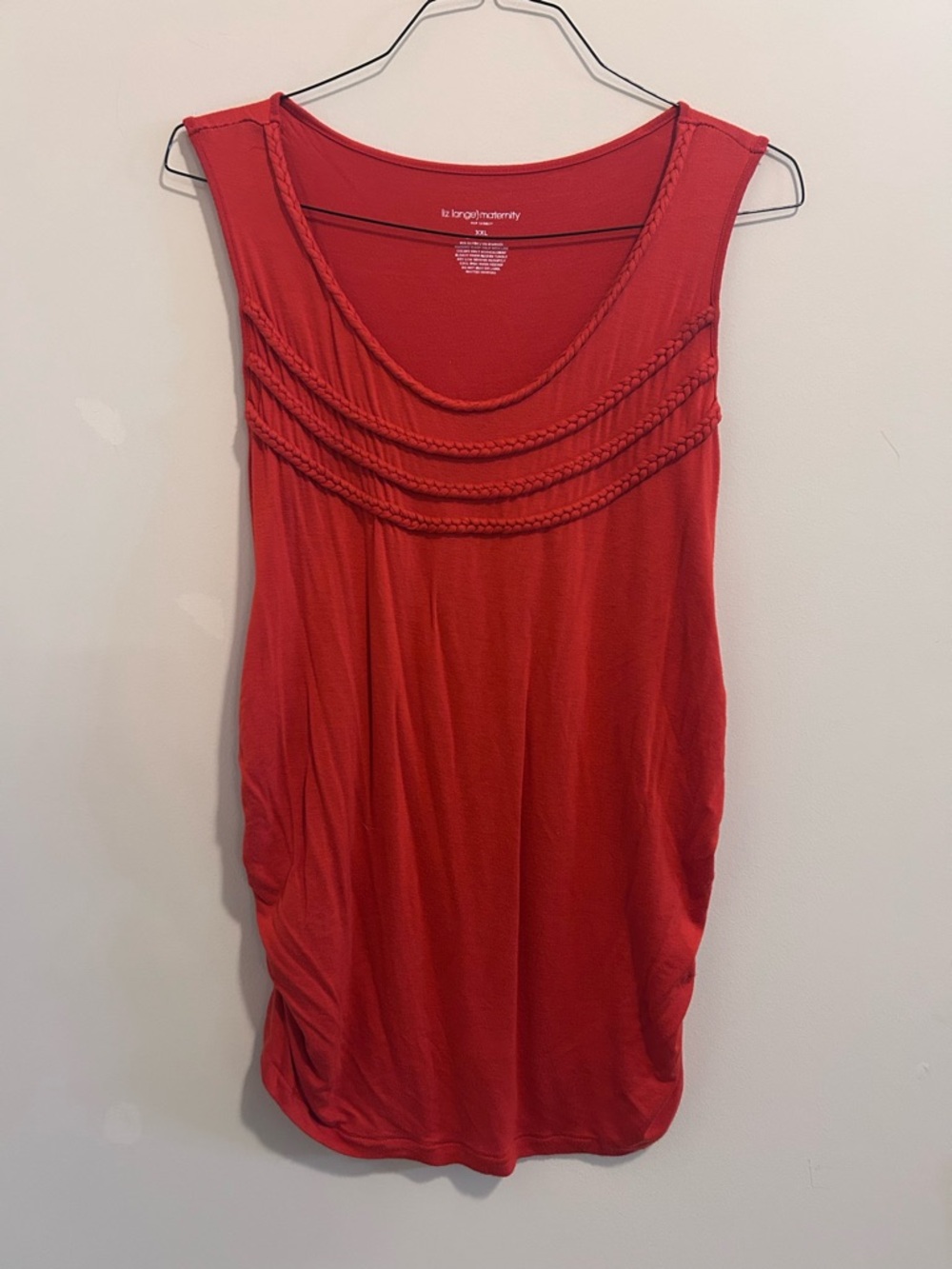 Liz‎ Lange Red Braided-Trim Scoop-Neck Tank